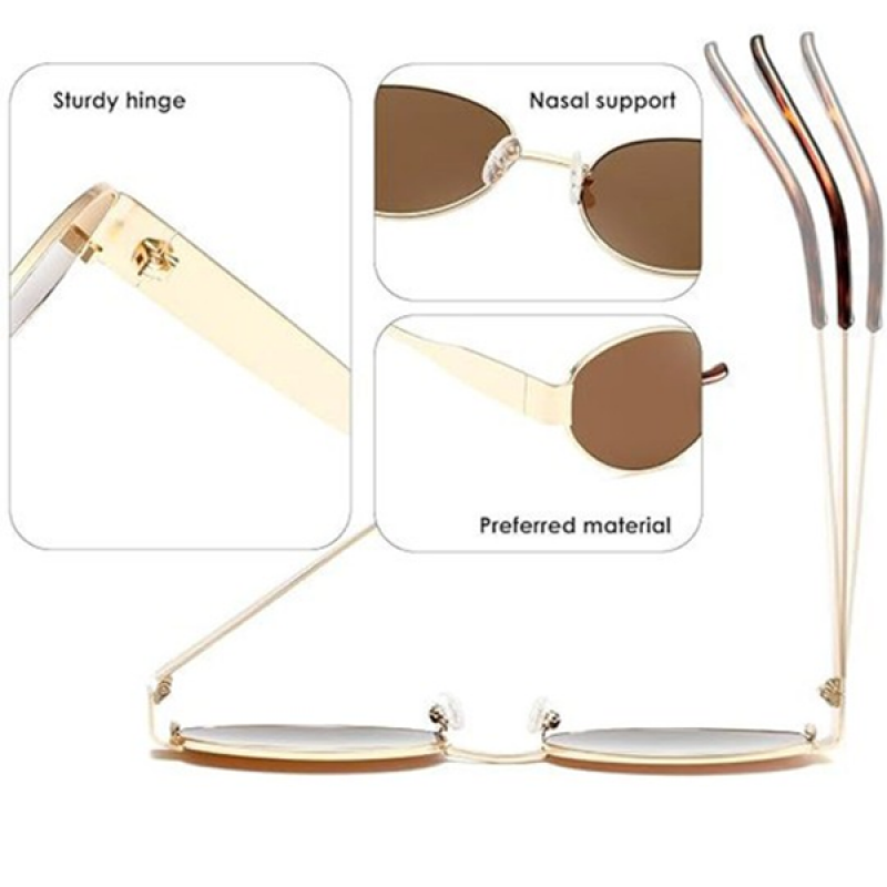 Unisex Round Sunglasses with UV Protected Lens Brown-Brown